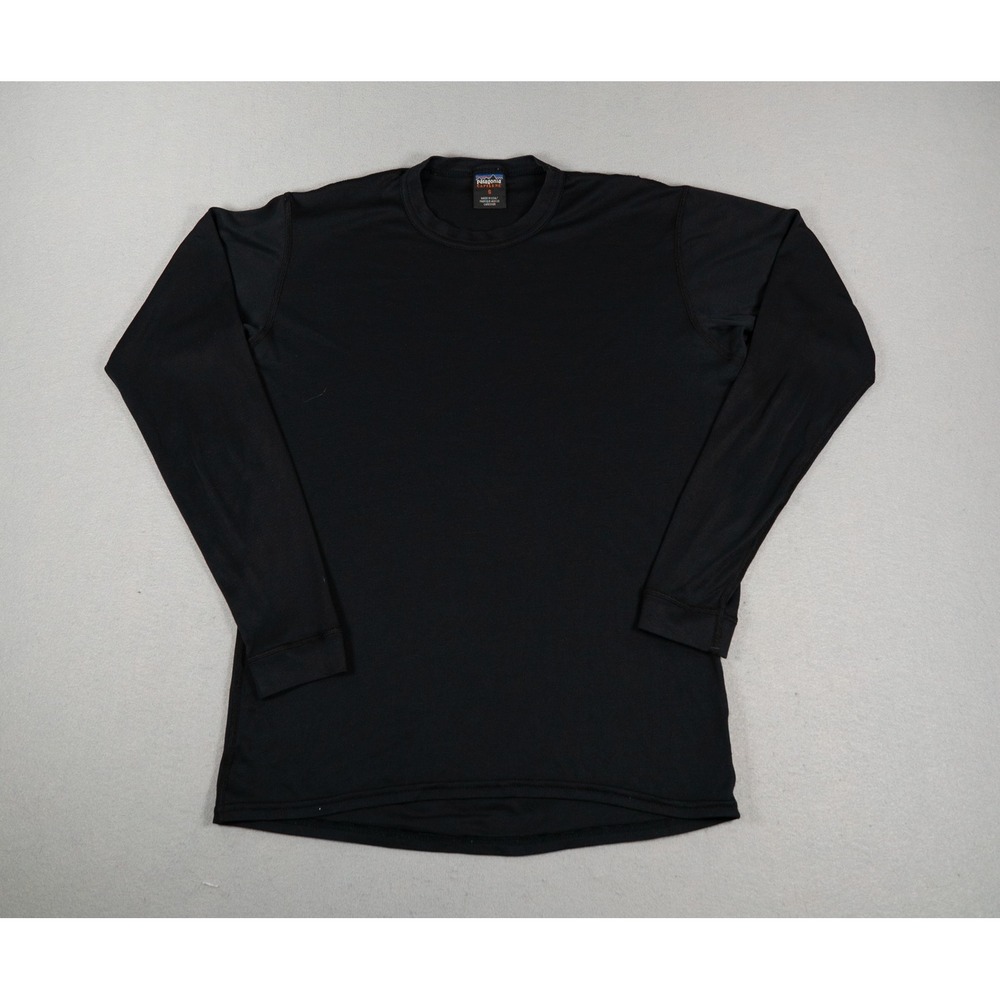 Patagonia Mens Capilene Long Sleeve Base Layer Shirt Black Size S Made USA